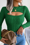 WOMEN CABLE KNIT SEXY CUT OUT TIGHT SWEATER