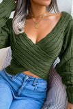 TWISTED CABLE KNIT CROSS WRAP SEXY SWEATSHRITS