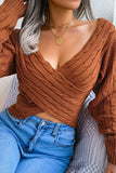 TWISTED CABLE KNIT CROSS WRAP SEXY SWEATSHRITS