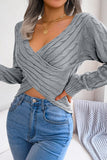 TWISTED CABLE KNIT CROSS WRAP SEXY SWEATSHRITS