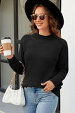 WOMEN WAFFLE KNIT LONG SLEEVE FALL WINTER SWEATER