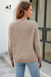 WOMEN WAFFLE KNIT LONG SLEEVE FALL WINTER SWEATER