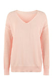 WOMEN LOOSE NECK CHUNKY KNIT SLEEVE SWEATSHIRT