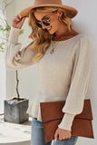 WOMEN CREW NECK LONG SLEEVE KNITTED SWEAT TUNIC