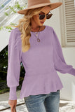 WOMEN CREW NECK LONG SLEEVE KNITTED SWEAT TUNIC