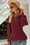 WOMEN CREW NECK LONG SLEEVE KNITTED SWEAT TUNIC