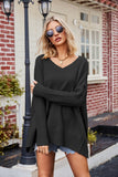WOMEN OVERSIZED TUNIC LENGTH V NECK SWEATER