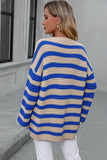 WOMEN OVERSIZED LOOSE FIT STRIPE RIBBED SWEATER