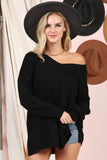V NECK LOOSE FIT TUNIC LENGTH SOFT SWEATER TOP - Doublju