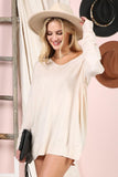 V NECK LOOSE FIT TUNIC LENGTH SOFT SWEATER TOP - Doublju
