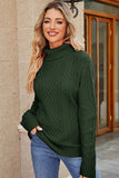 WOMEN CABLE KNIT TURTLE HIGH NECK LOOSE SWEATER