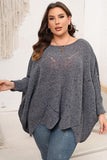 WOMEN PLUS SIZE BAT WING SLEEVE LOOSE FIT SWEATER