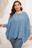 WOMEN PLUS SIZE BAT WING SLEEVE LOOSE FIT SWEATER