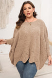 WOMEN PLUS SIZE BAT WING SLEEVE LOOSE FIT SWEATER
