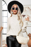 WOMEN TWIST HIGH NECK LOOSE KNIT SWEATER