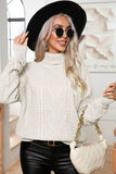 WOMEN TWIST HIGH NECK LOOSE KNIT SWEATER