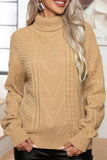 WOMEN TWIST HIGH NECK LOOSE KNIT SWEATER