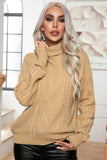 WOMEN TWIST HIGH NECK LOOSE KNIT SWEATER