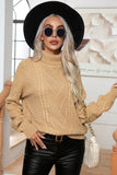 WOMEN TWIST HIGH NECK LOOSE KNIT SWEATER