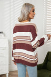 V NECK CASUAL STRIPE LONG SLEEVE SWEATER