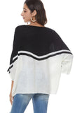 LOOSE FIT BATWING SLEEVE COLOR BLOCK KNIT SWEATER - Doublju