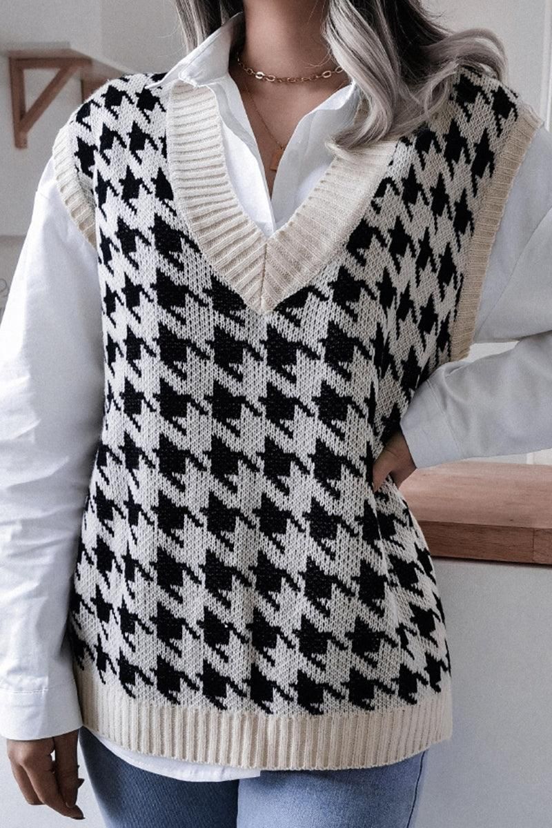 WOMEN RIBBED PATTERN SWEAT VEST - Doublju