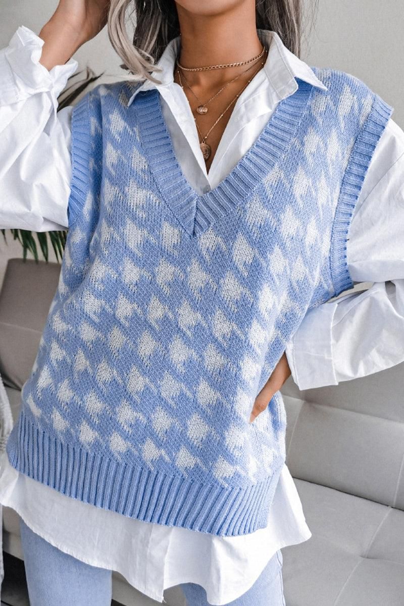 WOMEN RIBBED PATTERN SWEAT VEST - Doublju