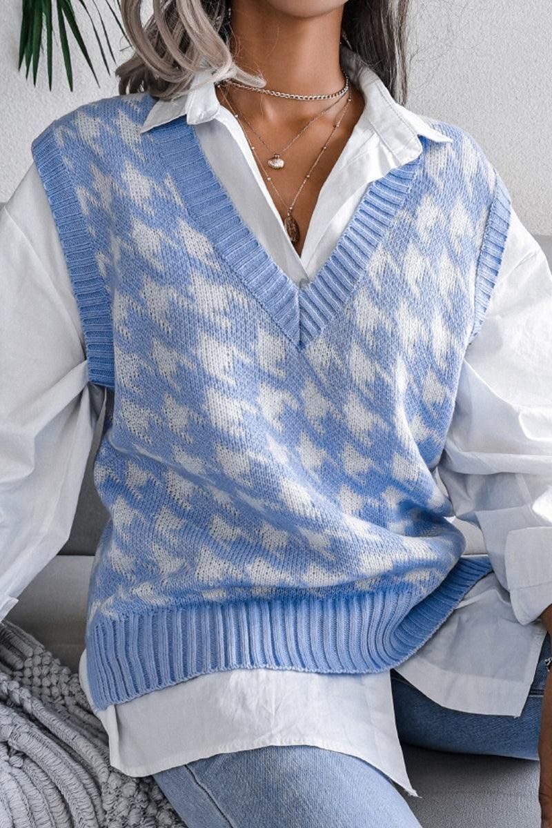 WOMEN RIBBED PATTERN SWEAT VEST - Doublju