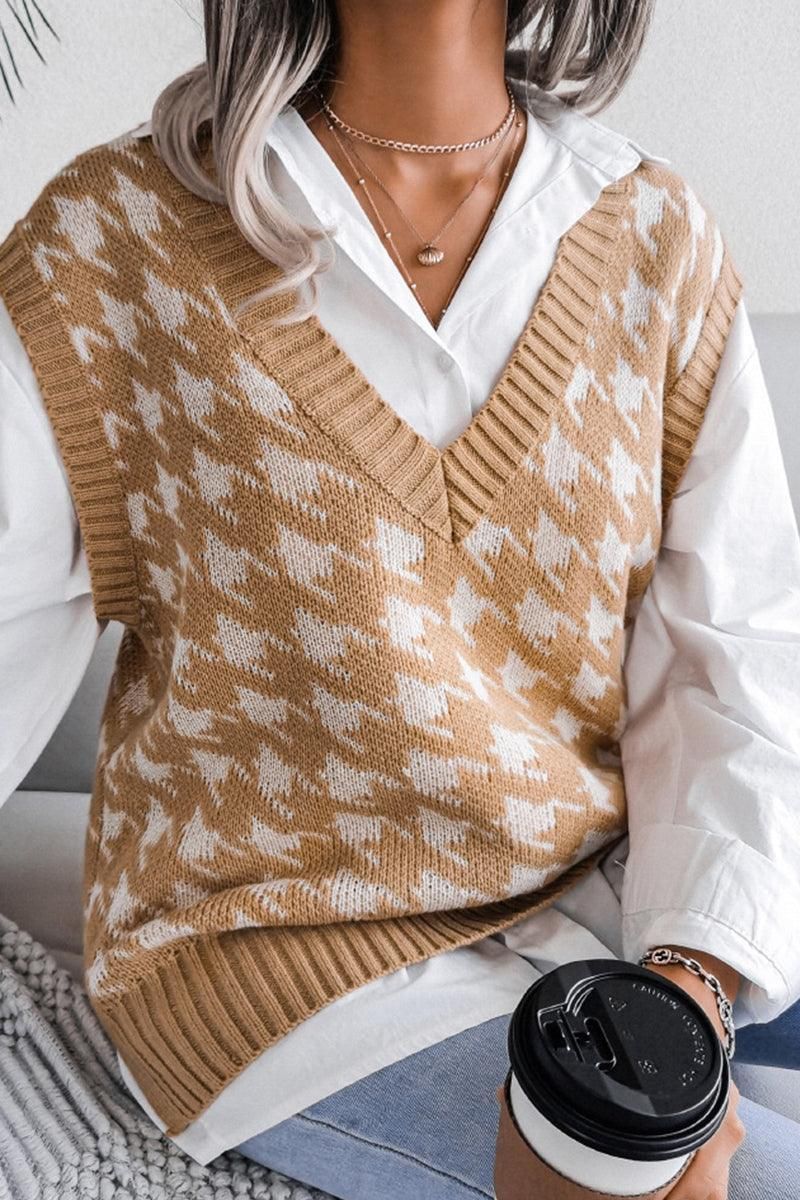 WOMEN RIBBED PATTERN SWEAT VEST - Doublju