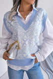 WOMEN X MAS PATTERN LOOSE FIT RIBBED SWEAT VEST