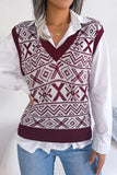 WOMEN X MAS PATTERN LOOSE FIT RIBBED SWEAT VEST