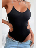 WOMEN SEXY STRAP RULL UP WAIST BODYSUIT - Doublju