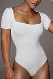 WOMEN SHORT SLEEVE SQUARE NECK BODYSUIT