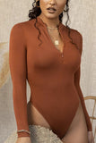 WOMEN ZIP UP HIGH NECK LONG SLEEVE BODYSUIT