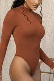 WOMEN ZIP UP HIGH NECK LONG SLEEVE BODYSUIT