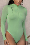 WOMEN ZIP UP HIGH NECK LONG SLEEVE BODYSUIT