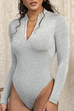 WOMEN ZIP UP HIGH NECK LONG SLEEVE BODYSUIT