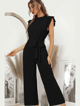 SOLID COLOR FLYING SLEEVE JUMPSUIT - Doublju