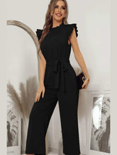 SOLID COLOR FLYING SLEEVE JUMPSUIT - Doublju