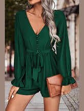 WAIST TIED SEXY DEEP V NECK DRESS - Doublju