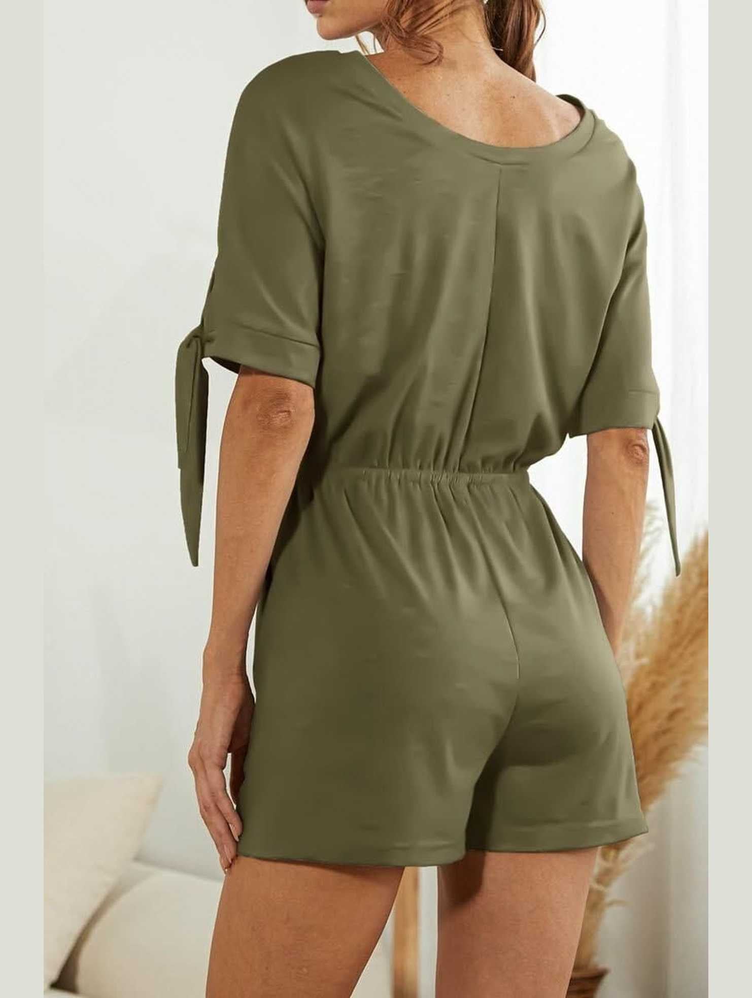 SLEEVE SLIT SOLID COLOR LACE CASUAL JUMPSUIT - Doublju