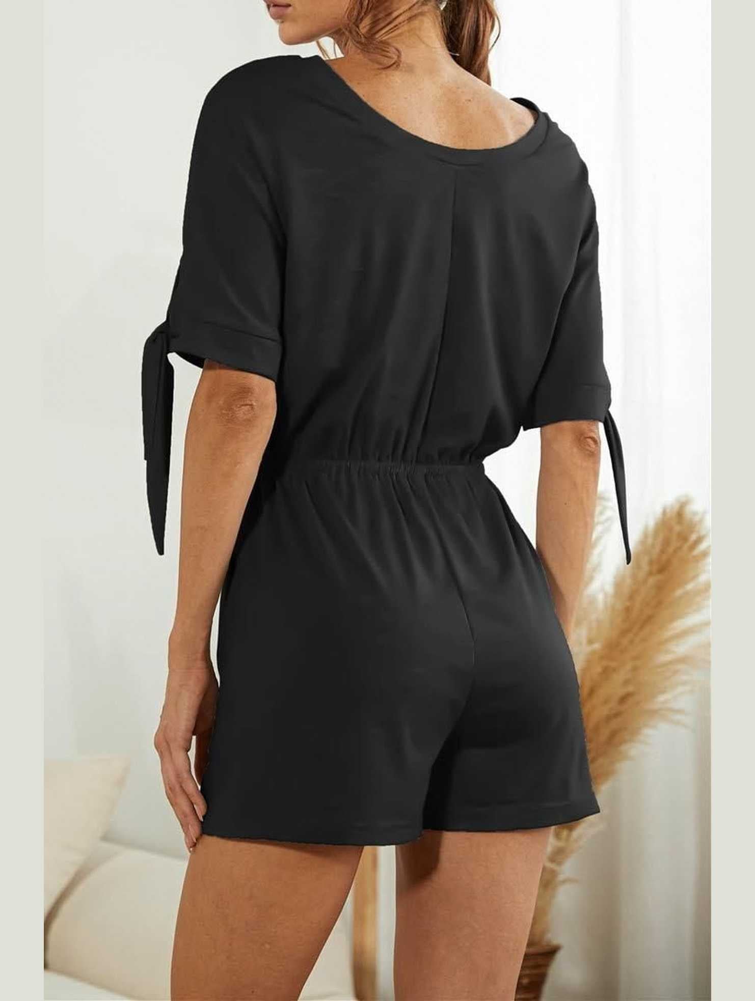 SLEEVE SLIT SOLID COLOR LACE CASUAL JUMPSUIT - Doublju