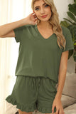RUFFLED HEM SHORTS AND TOP SET - Doublju