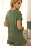 RUFFLED HEM SHORTS AND TOP SET - Doublju