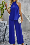 HALTER NECK TOP AND WIDE PANTS SET - Doublju