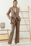 SOLID LOOSE FIT BLAZER JACKET AND PANTS SET