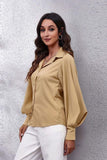 Solid Color Big Lantern Sleeve Shirt - Doublju