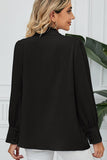 BUTTON DOWN LONG SLEEVE CHIFFON BLOUSE SHIRTS - Doublju