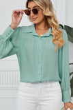 BUTTON DOWN LONG SLEEVE CHIFFON BLOUSE SHIRTS - Doublju