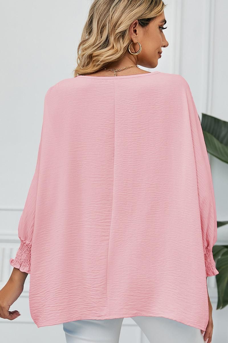 SEVEN QUARTER SLEEVE LOOSE SHIFFON BLOUSE - Doublju